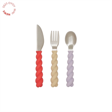 OYOY Mellow Cutlery 3-Pack Lavender/Vanilla/Cherry Red